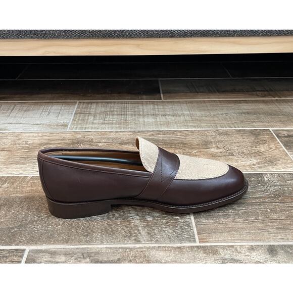$950 NIB Nettleton Two Tone Leather Brown Vintage Inspired Penny Loafers 9 D main image 8